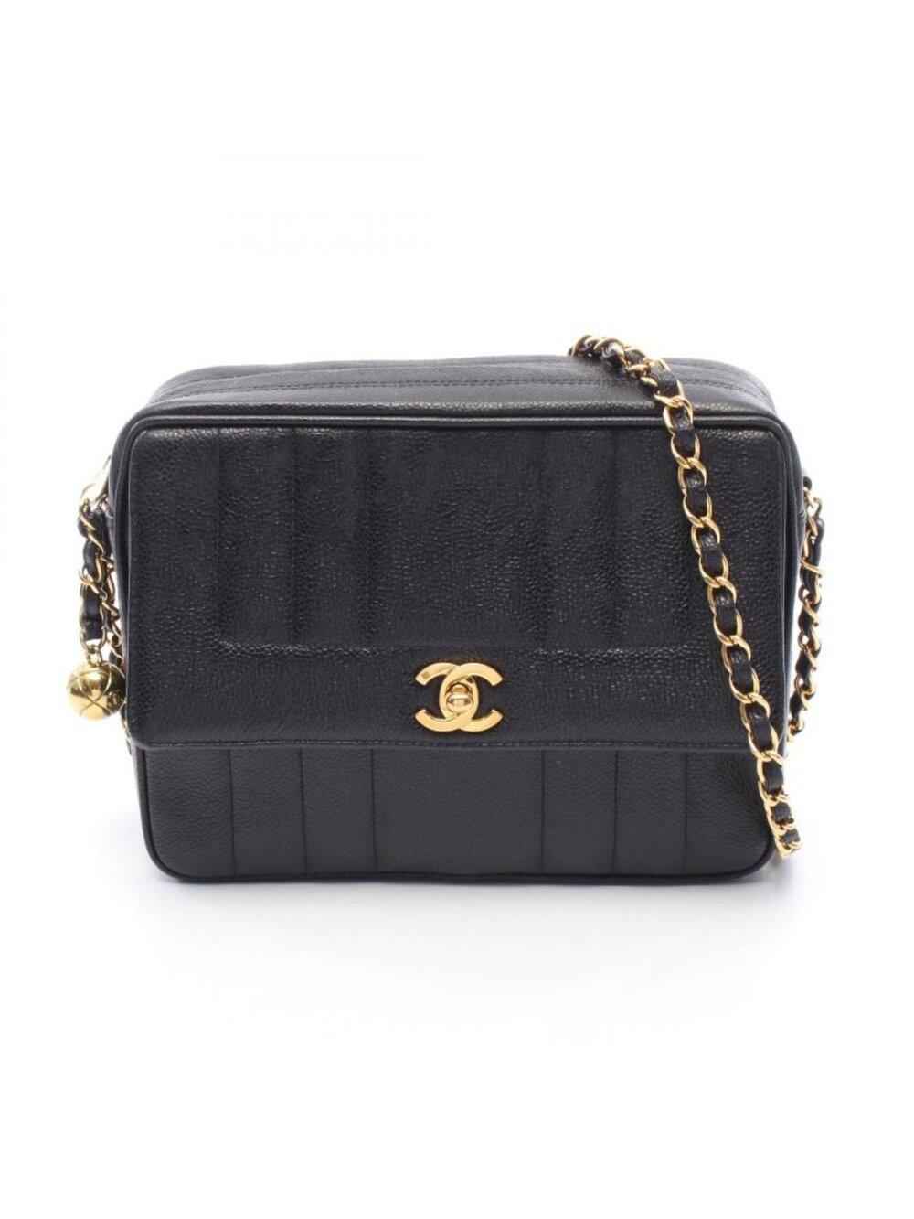 Chanel Shoulder Bag Mademoiselle Cocobol Black Calfskin Chain